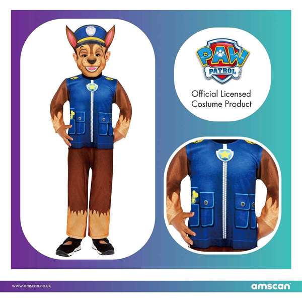 Liragram Disfraz infantil Paw Patrol Chase para 4-6 años Liragram Disfraz infantil Paw Patrol Chase para 4-6 años
